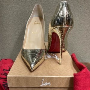Christian Louboutin pigalle follies metallic 40.5 platine